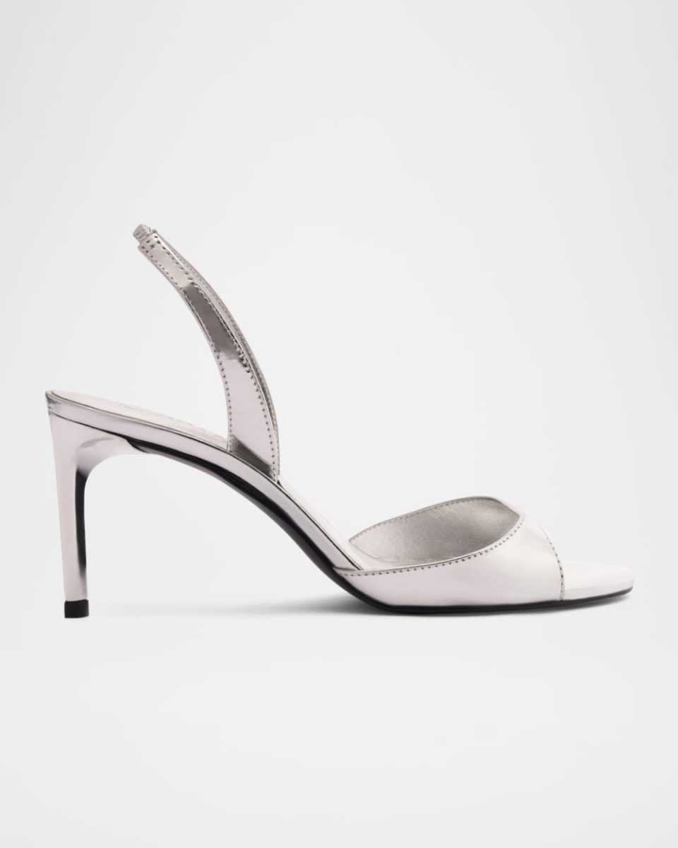Scarlett Metallic Leather Mid-Heel Slingback Sandals